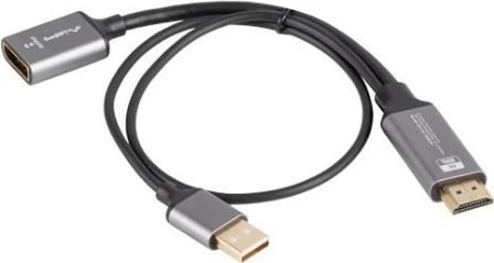 Adapter Lanberg AD-HD-DP-02 HDMI në DisplayPort, 20cm, Argjendtë