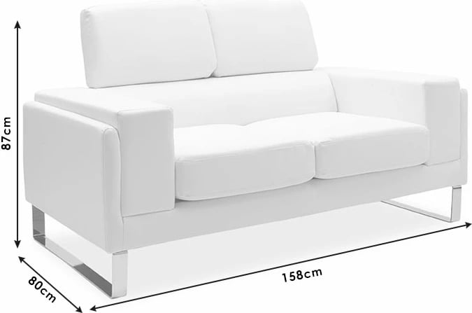 Divan dy vendësh Shea PU fildish-inox 158x80x87cm