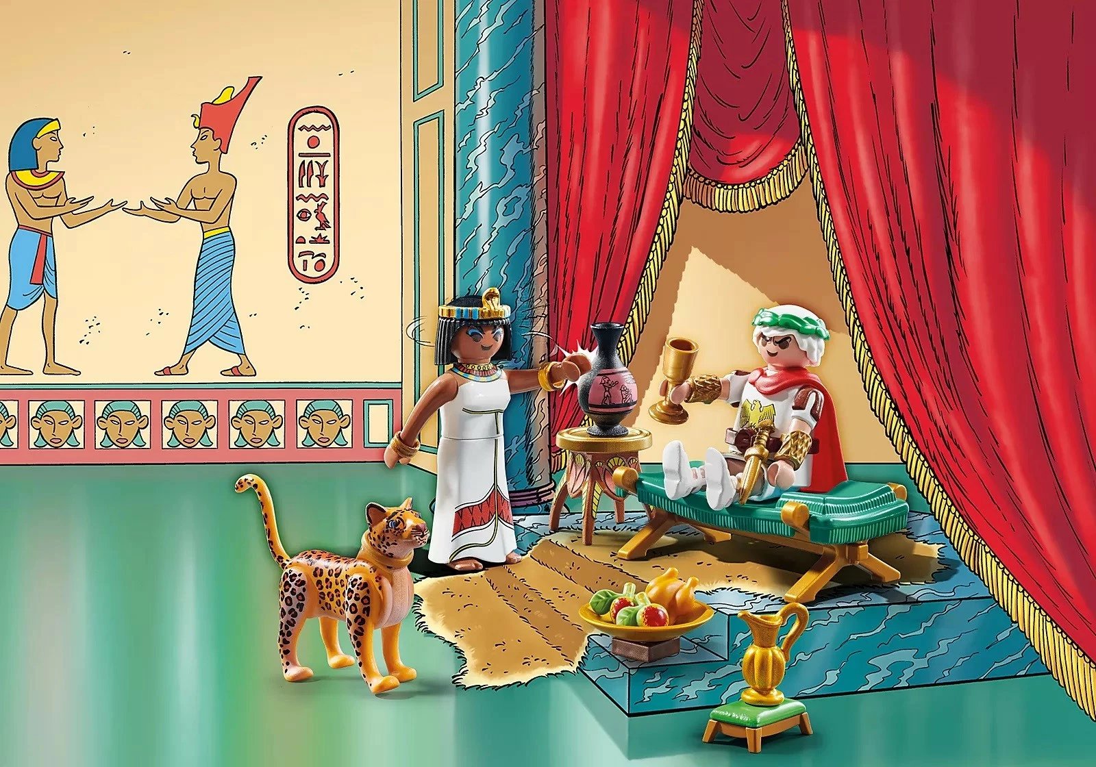 Set lodrash Playmobil Asterix 71270 Cezari dhe Kleopatra me leopard, 28 pjesë