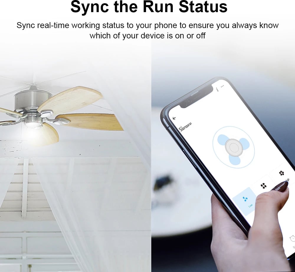 Sonoff iFAN04-H Kontrollues Wi-Fi per drita, llampa Sonoff iFAN04-H Kontrollues Wi-Fi per drita, llampa