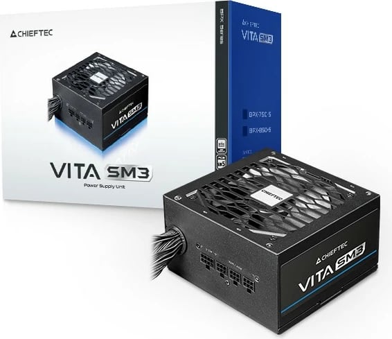 Furnizues energjie ATX, Chieftec, BPX-650-C VITA SM3, 650W, ATX 3.1, 80 PLUS Bronze, semi-modular, PCIe Gen5 16-pin, e zezë
