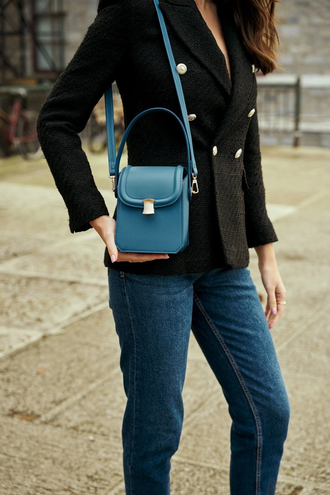 Çantë crossbody, ngjyrë indigo blue, Vince Camuto, Lagoon