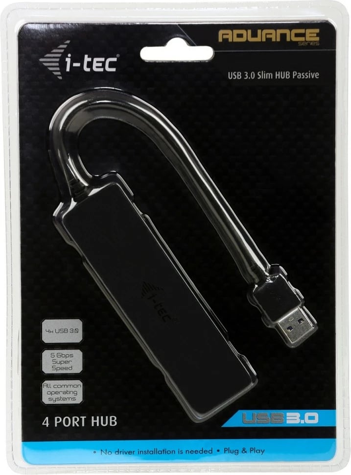 USB HUB i-tec U3HUB404, 4 porta, USB 3.0, pasiv, e zezë