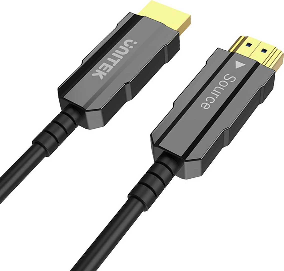 Kabllo HDMI optik Unitek C11072BK-20M, 20m, 4K60Hz, E zezë/Gri