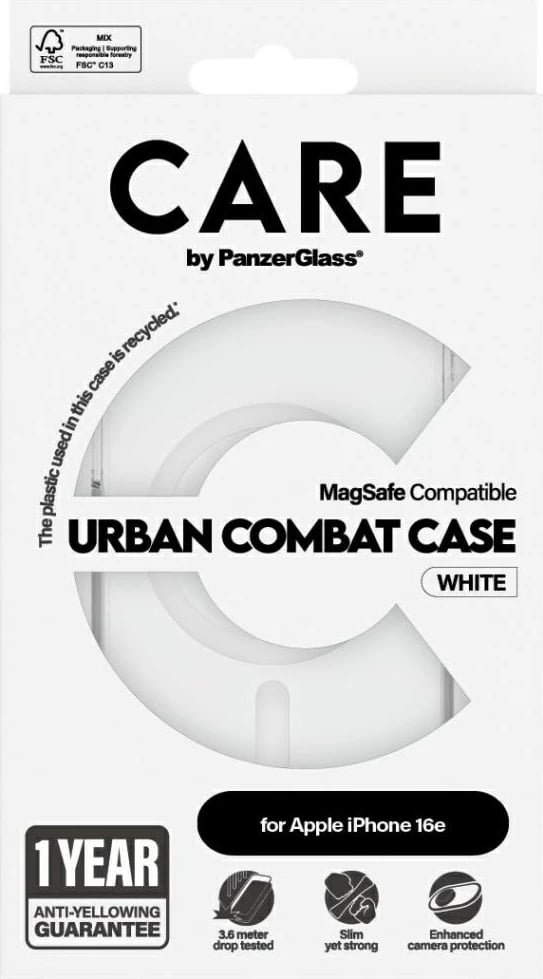 Mbështjellës PanzerGlass CARE Urban Combat, për iPhone 16e, MagSafe, Transparent