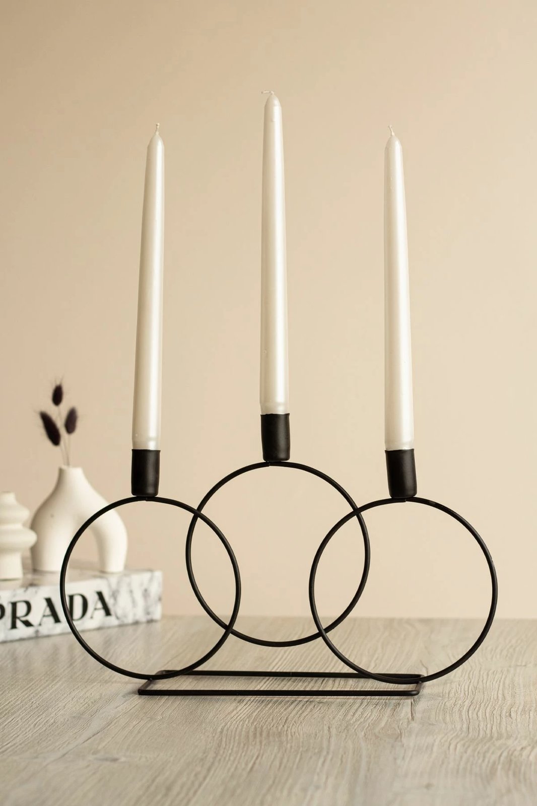 Qiri mbajtëse metalike, rrethore, e zezë, Evila Originals