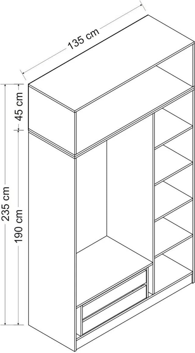 Dollap për dhomë gjumi, ngjyrë antracit, Skye Decor, Minar 255