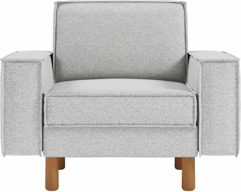 Karrige një vendëshe Atelier del Sofa, ngjyrë Pebble, këmbë druri Walnut