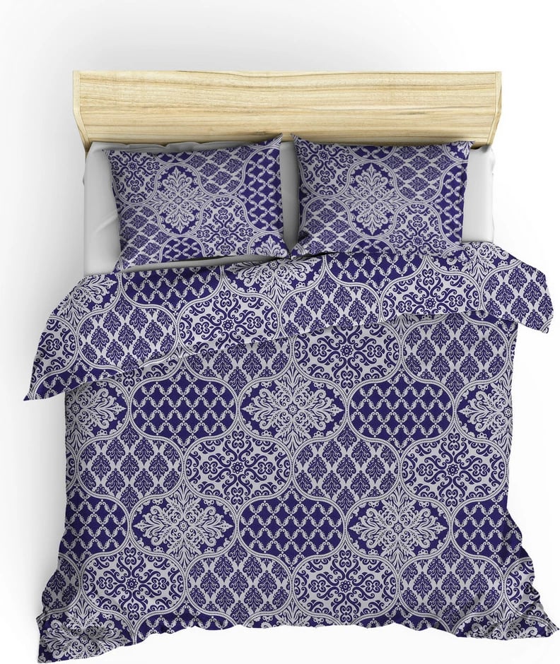 Set mbulesë për jorgan King, ranforce, ngjyrë kaltër e errët dhe e bardhë, L'essentiel, Donjette