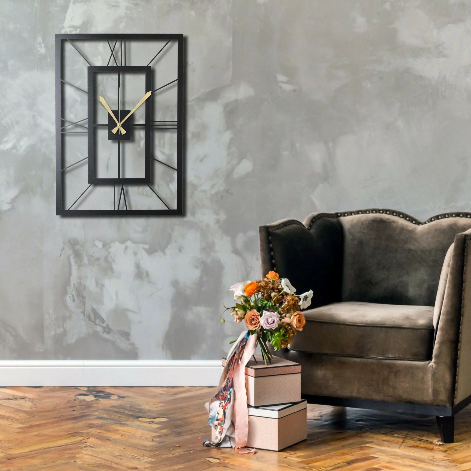 Orë muri dekorative prej metali, Wallity, November, e zezë, 49x34.5cm