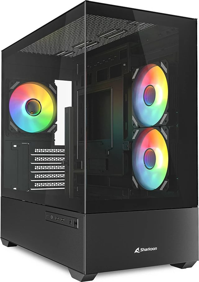 Kasë Sharkoon MK6 RGB, Midi Tower, bardhë, xham i temperuar, RGB