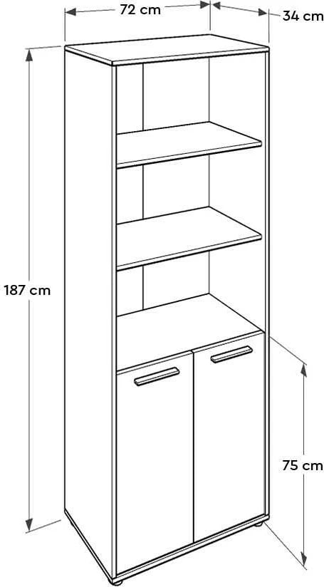 Raft librash Hanah Home, Nkt-552-Tt-1, ngjyrë arre e çelët, 72x187x34cm