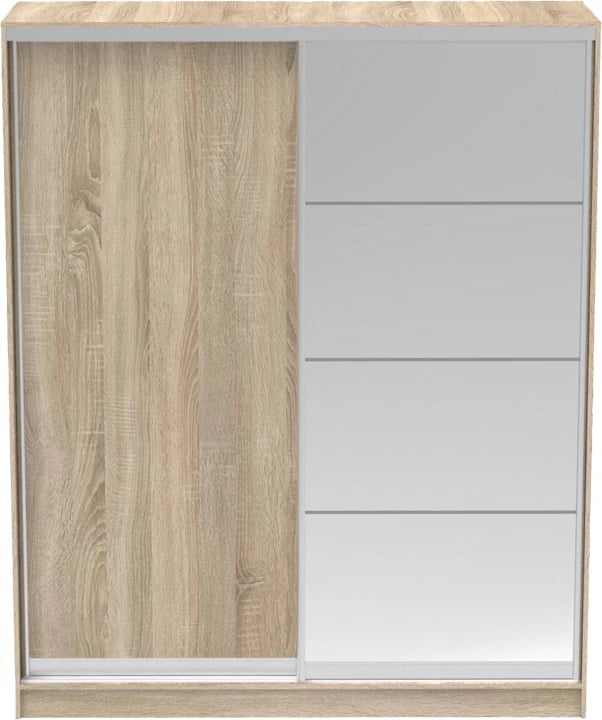 Dollap me dy dyer rrëshqitëse, pasqyrë, ngjyrë sonoma, 180x60x220cm