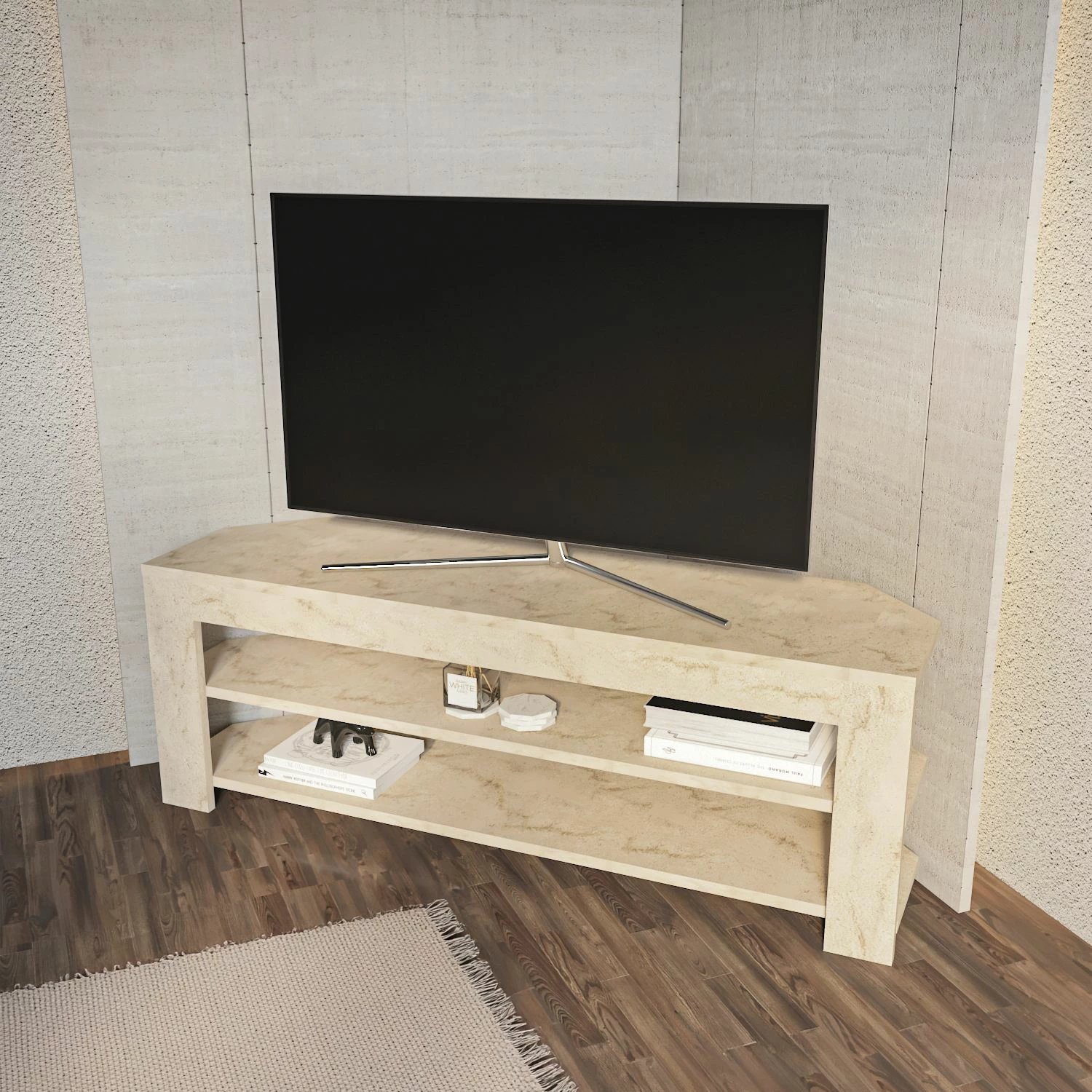 Komodë TV Skye Decor, ngjyrë travertin, Rita