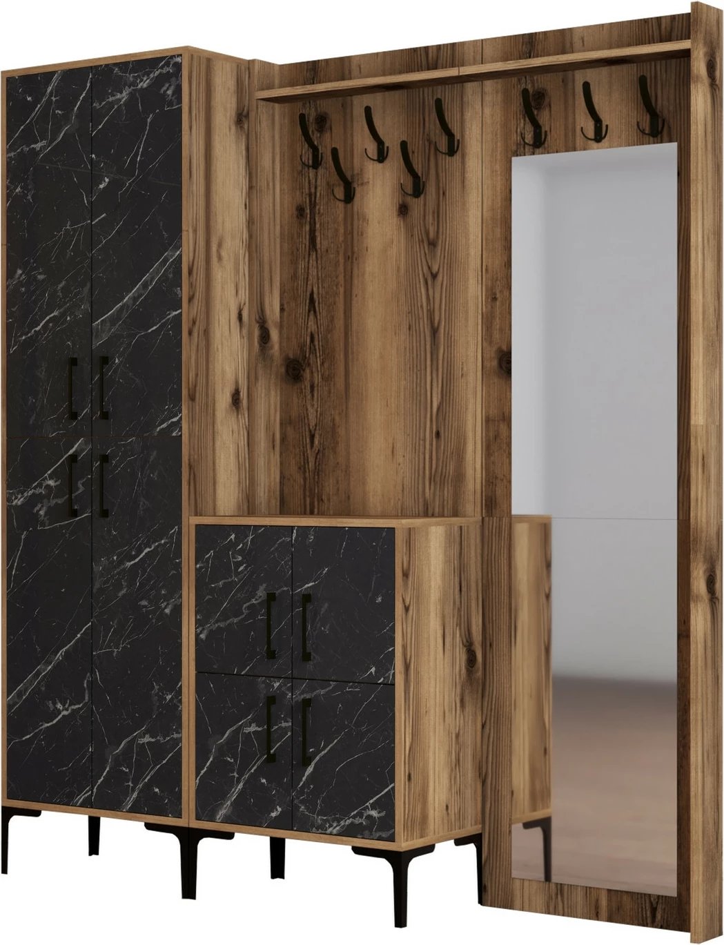 Stendë për korridor Skye Decor, ngjyrë arre, mermer i zi, Berlin ABC