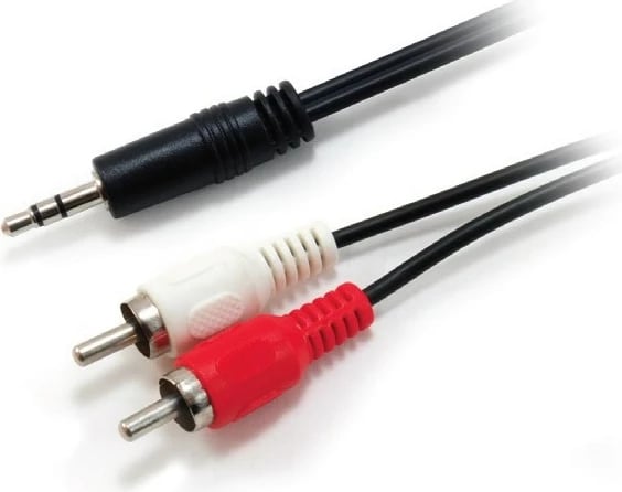 Kabllo audio Equip 3.5mm në 2xRCA, 2.5m, e zezë