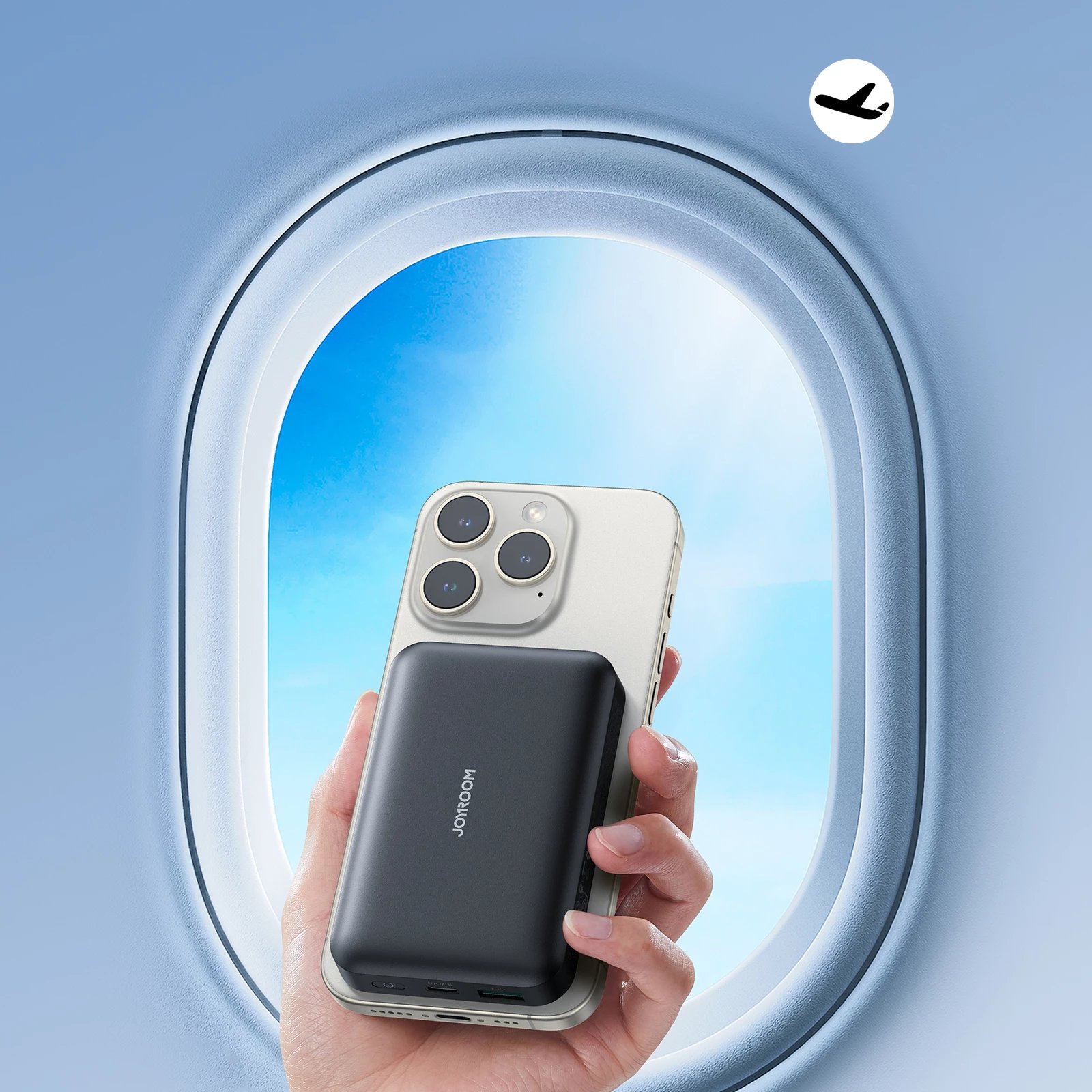 Powerbank Joyroom JR-W020 10000mAh 20W MagSafe PD/QC 2 porta USB-C & USB-A, e zezë, me kabllo USB-C 0.25m + këllëf