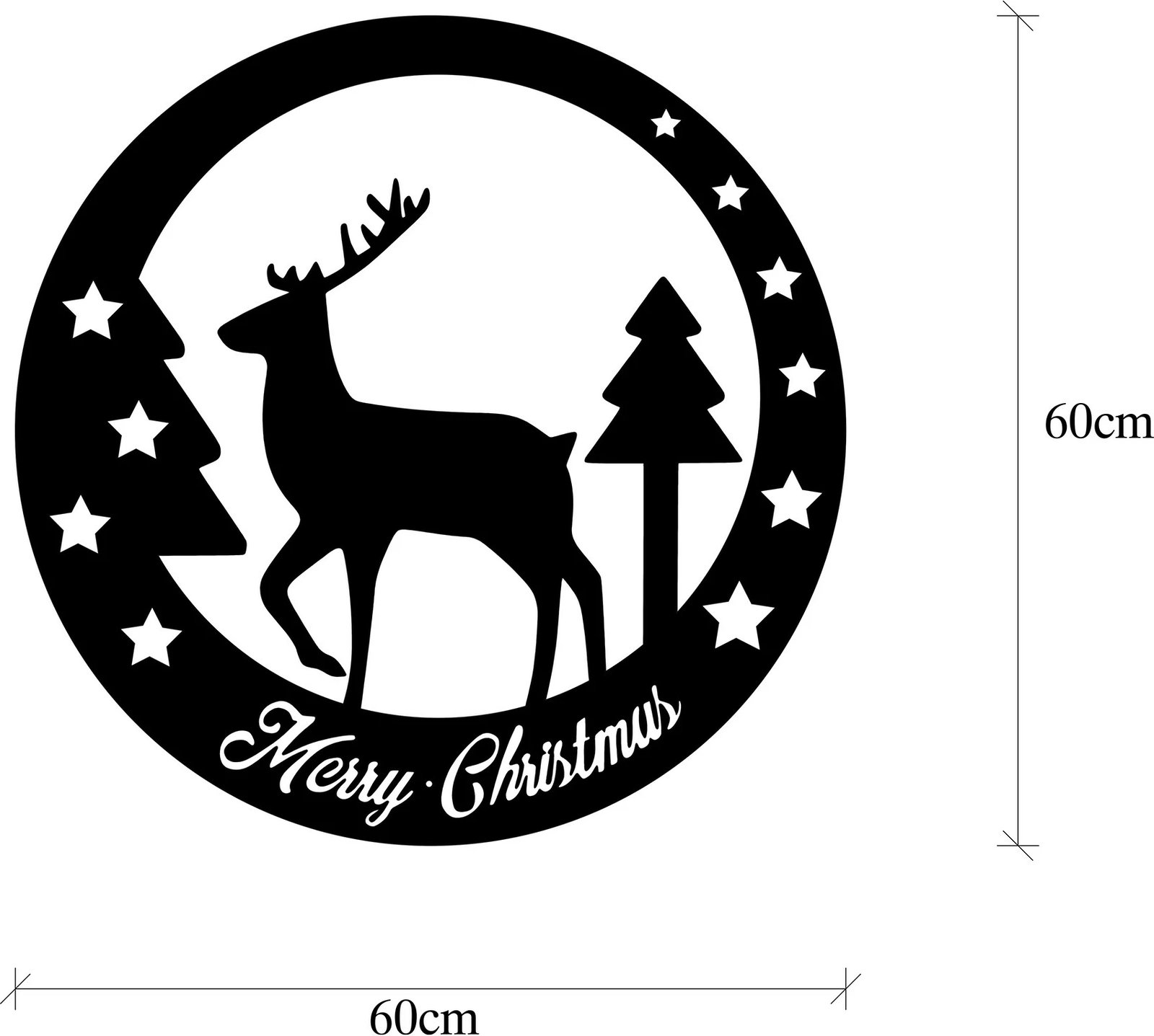 Aksesor dekorativ metalik për mur, Wallity, XMASBLACK - 032