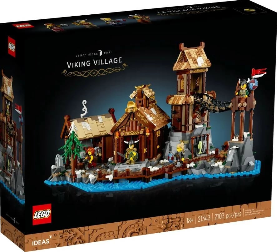 Set ndërtimi LEGO Viking Village 21343, 2103 pjesë, për të rritur, shumëngjyrësh