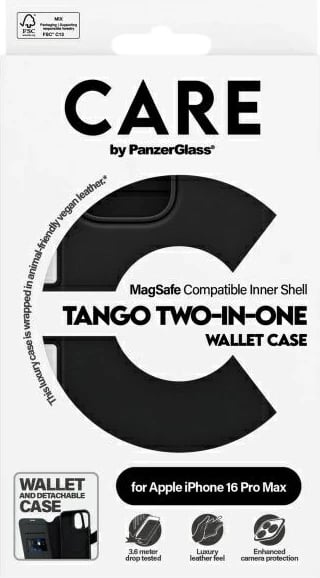 Mbështjellës PanzerGlass CARE Tango 2in1 me MagSafe për iPhone 16 Pro Max, Zi