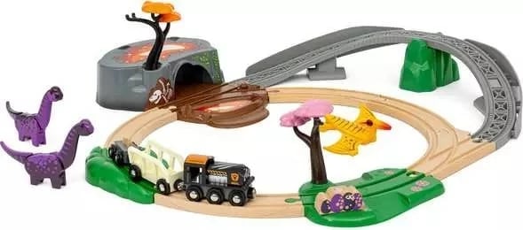 Set aventurë dinosaurësh Ravensburger BRIO, dru, për fëmijë