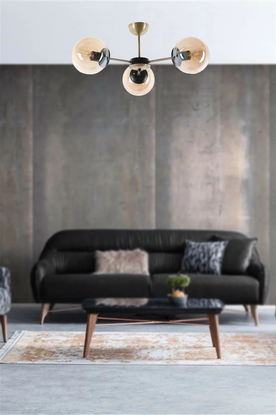 Llambë tavani Opviq, Venüs 3 llamba, qelq bal, ngjyrë bakri