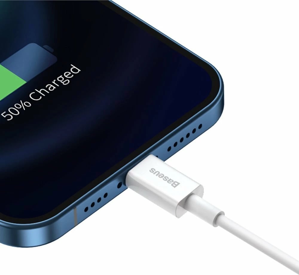 Kabllo Baseus Superior USB në Lightning, 0.25m, 2.4A, Bardhë Kabllo Baseus Superior USB në Lightning, 0.25m, 2.4A, Bardhë