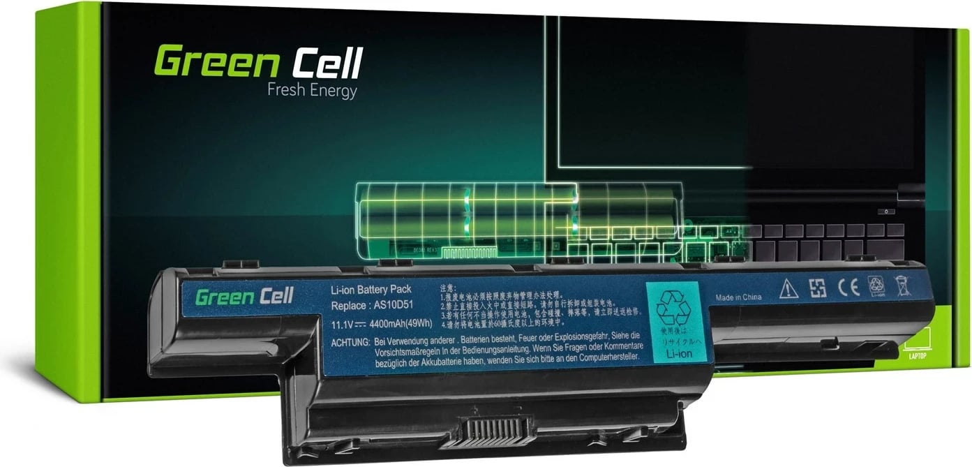 Bateri për laptop Green Cell AC06, 4400mAh, e zezë