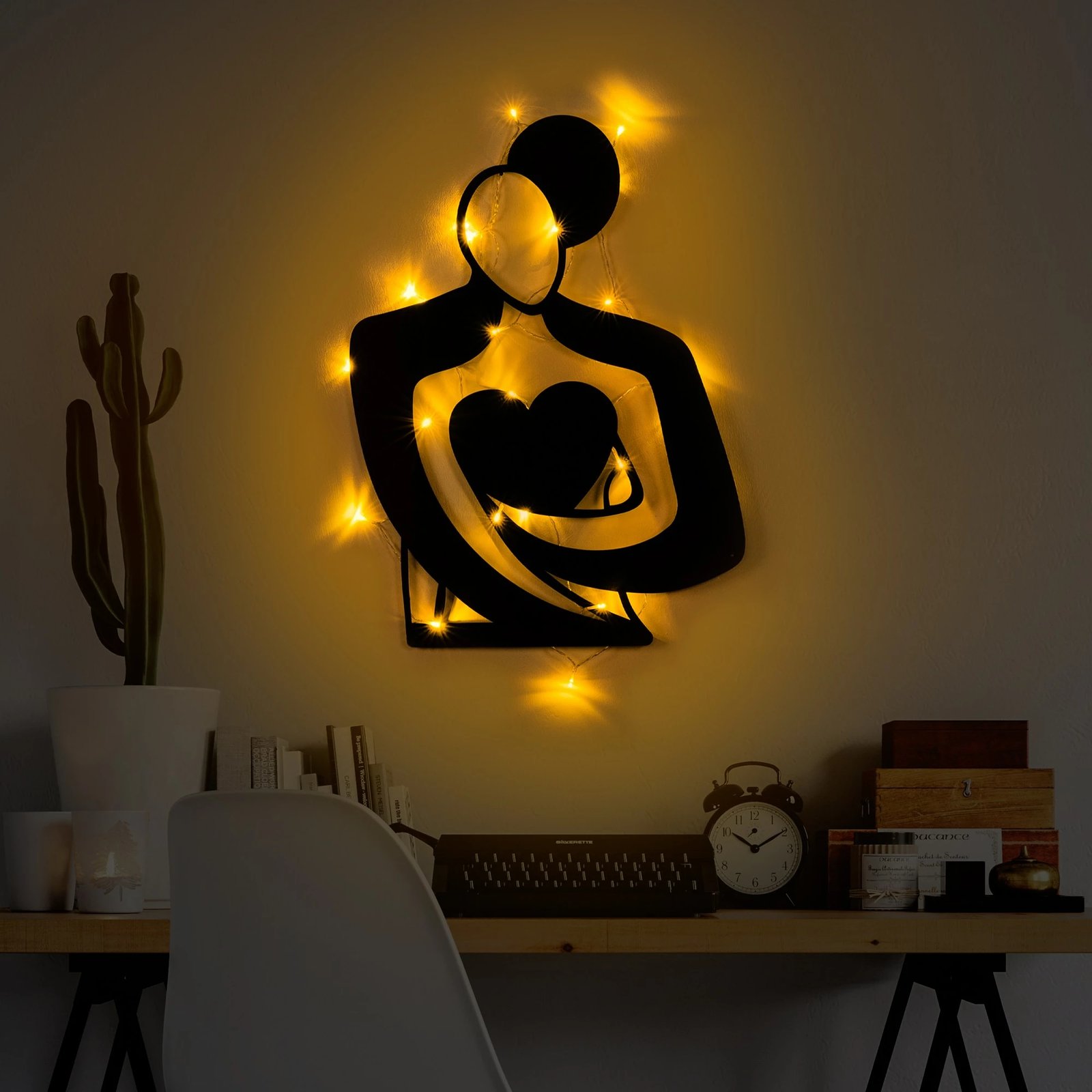 Aksesor dekorativ muri prej metali Wallity, Hug 117, ngjyrë e zezë, 70x52cm