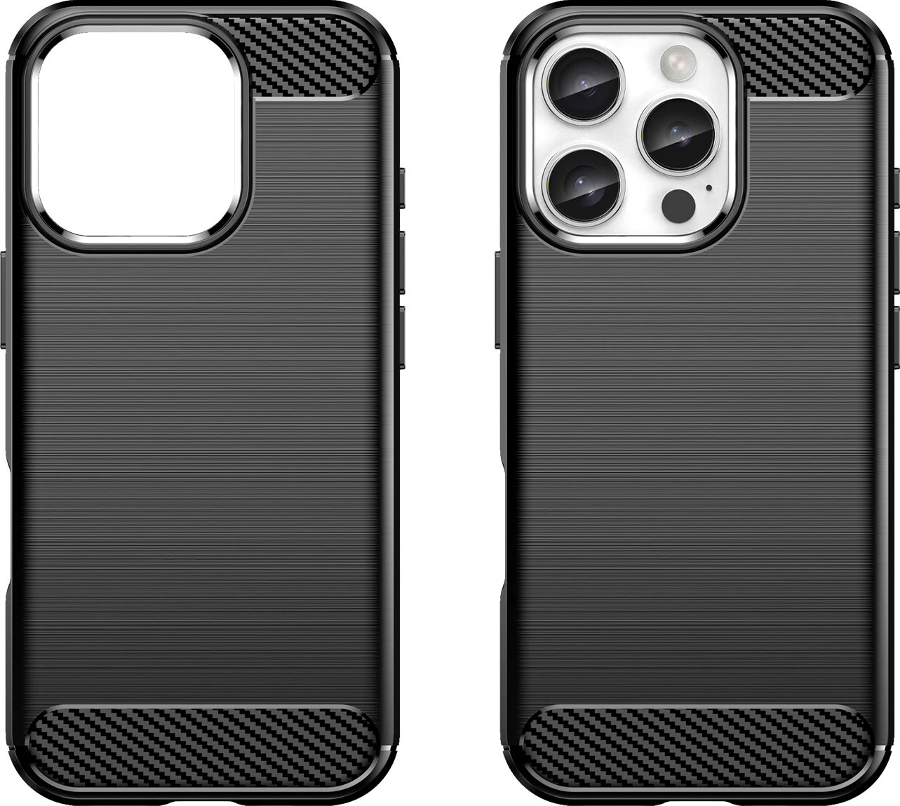 Mbështjellës Hurtel Carbon Case për iPhone 16 Pro, TPU, i zi