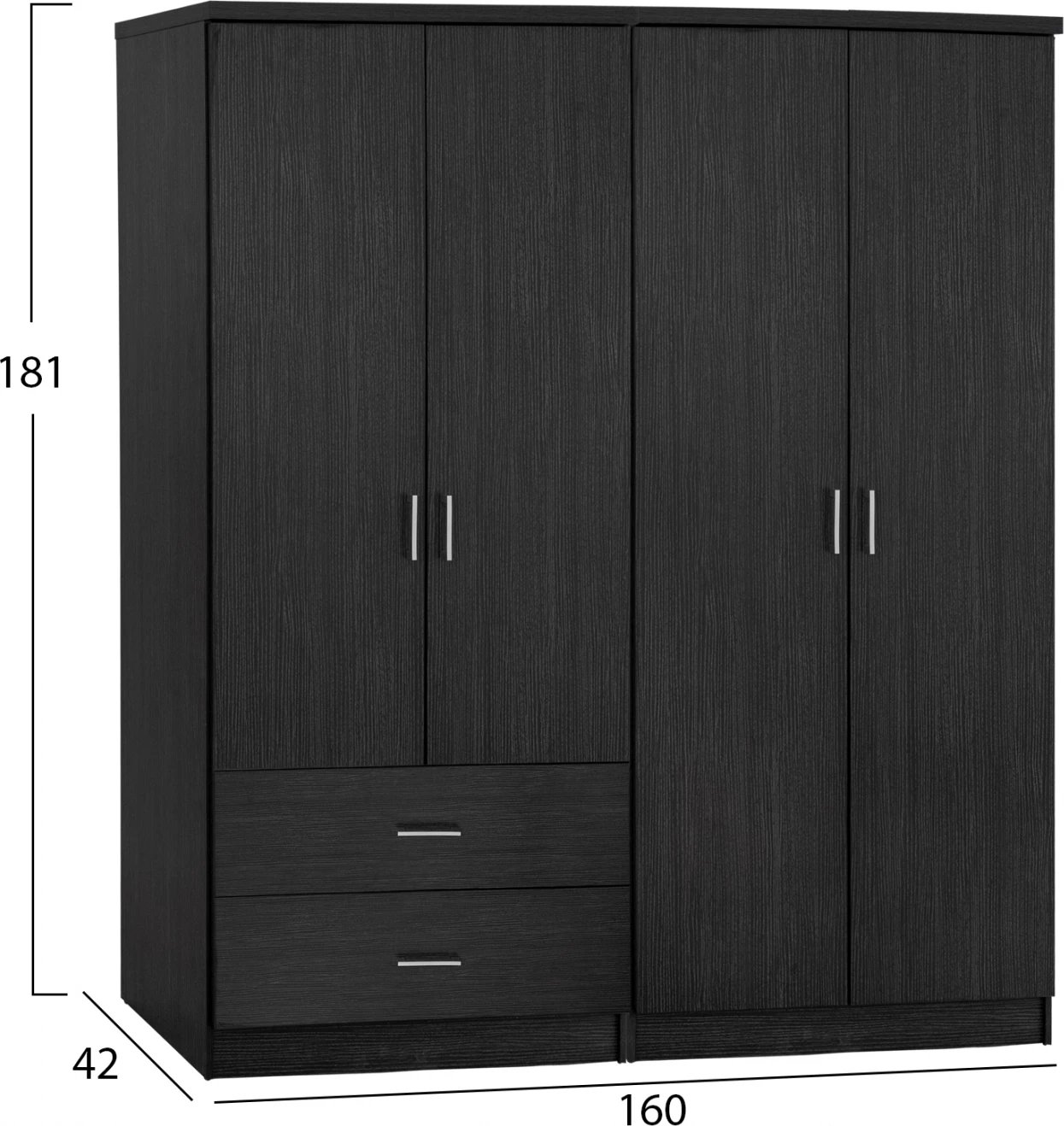 Set 2 copë Gardërobë 4 fletë Zebrano 160x42x181 FH11351.01