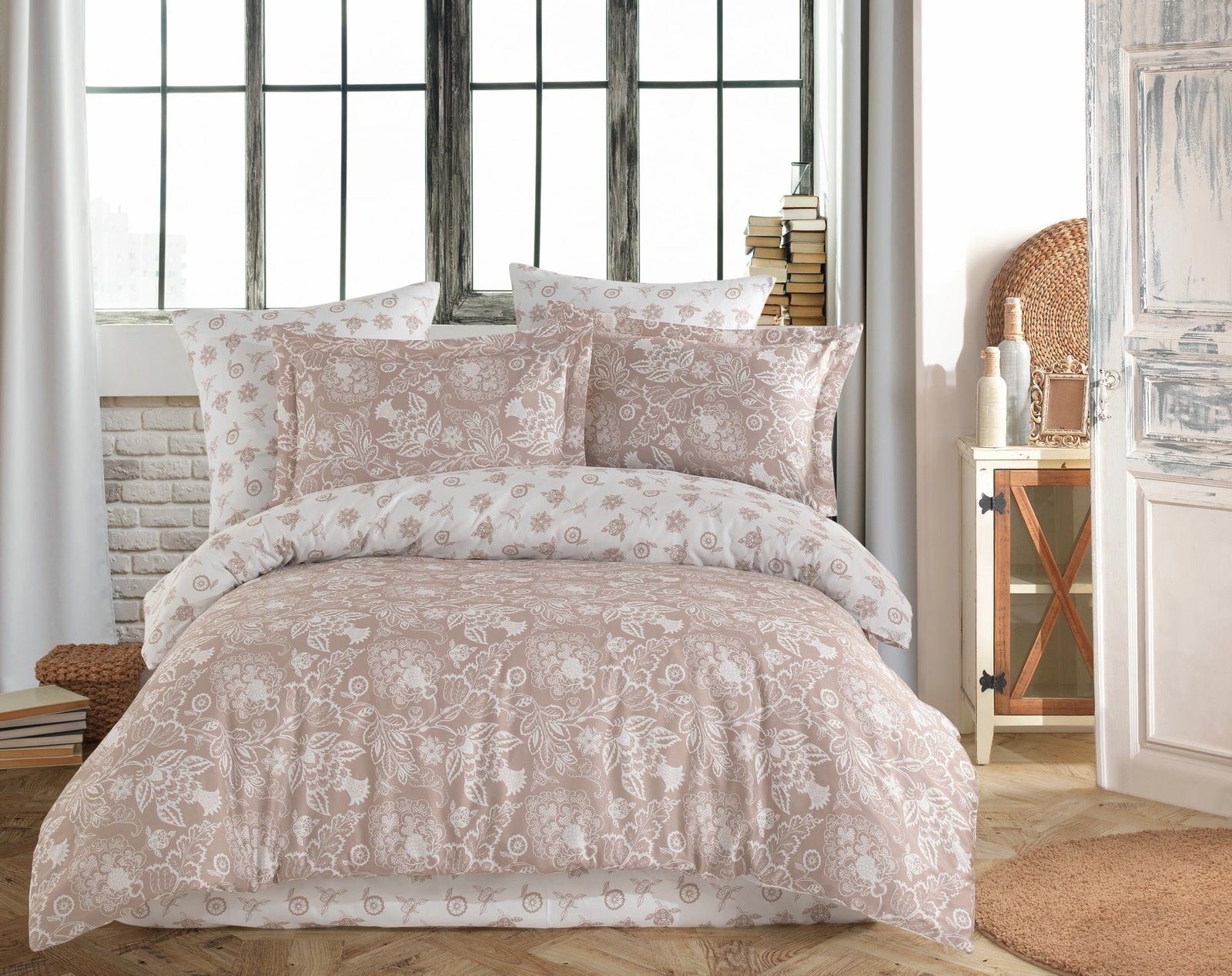 Set mbulesë për jorgan njëpersonësh Ranforce, L'essentiel, ngjyrë pluhur dhe e bardhë