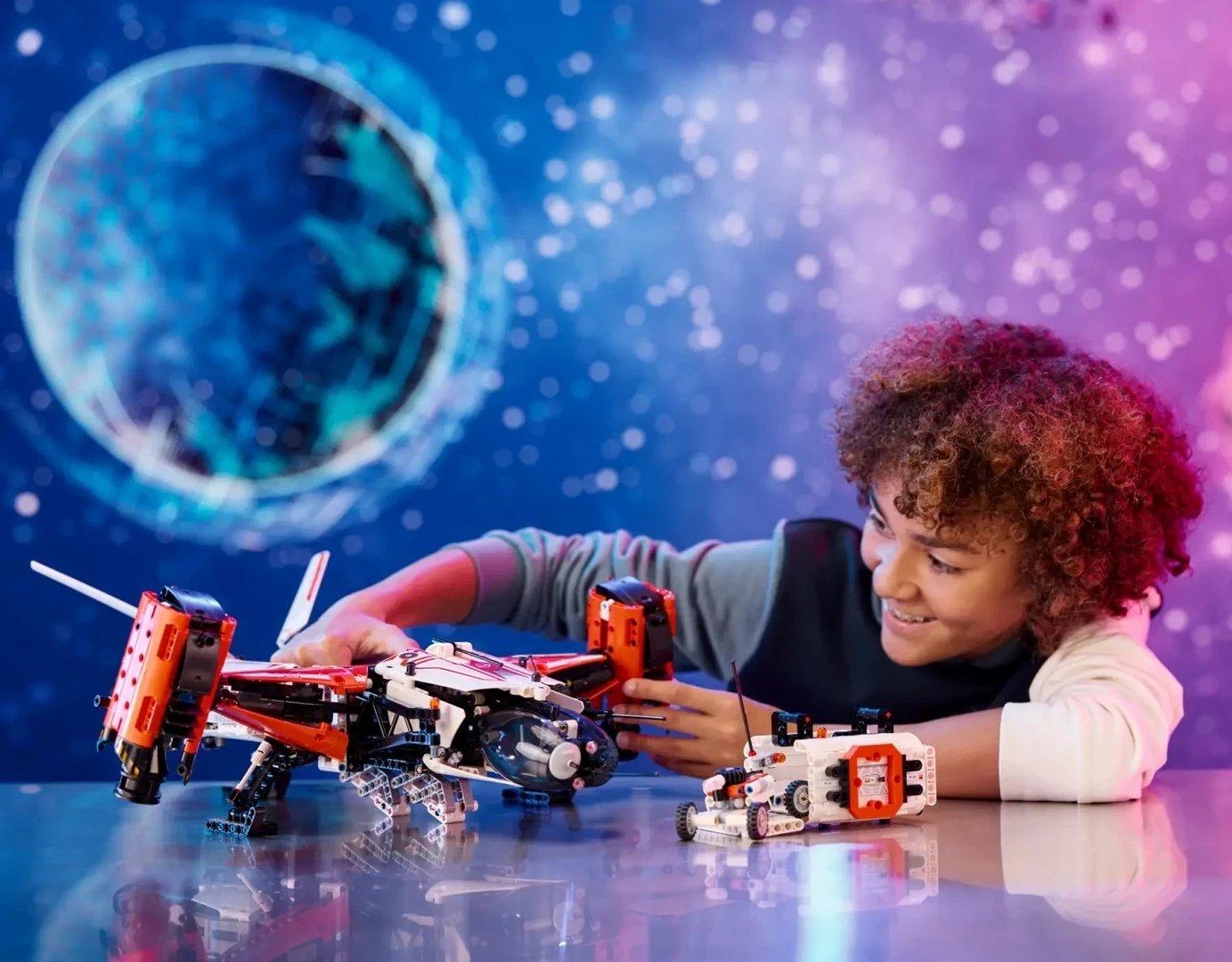 Set LEGO Technic 42181 VTOL Heavy Cargo Spaceship, për fëmijë 10+ vjeç, Bardhë dhe Portokalli