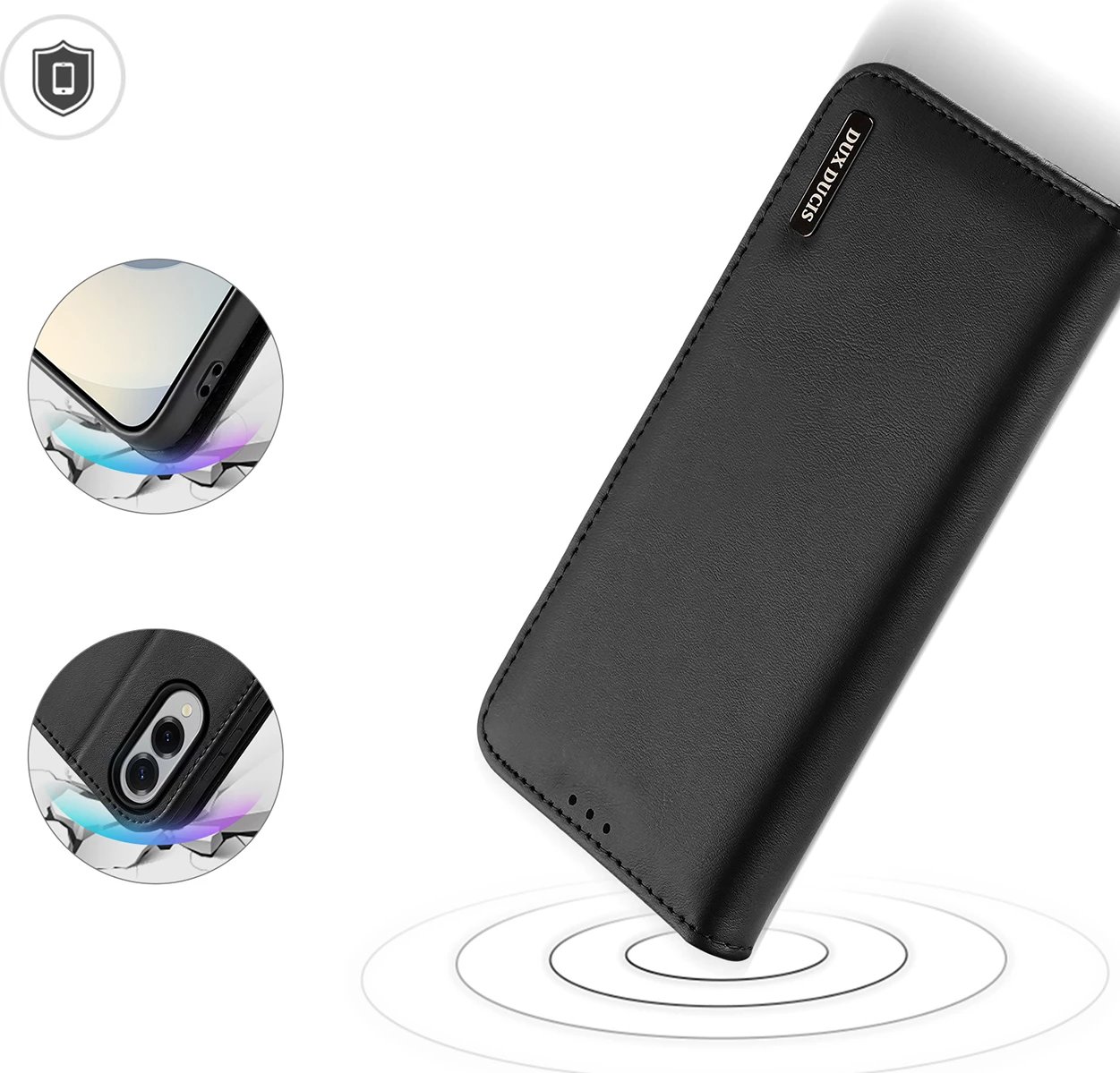 Mbështjellës Dux Ducis Hivo për Samsung Galaxy S25 Edge, me kapak, RFID, i zi