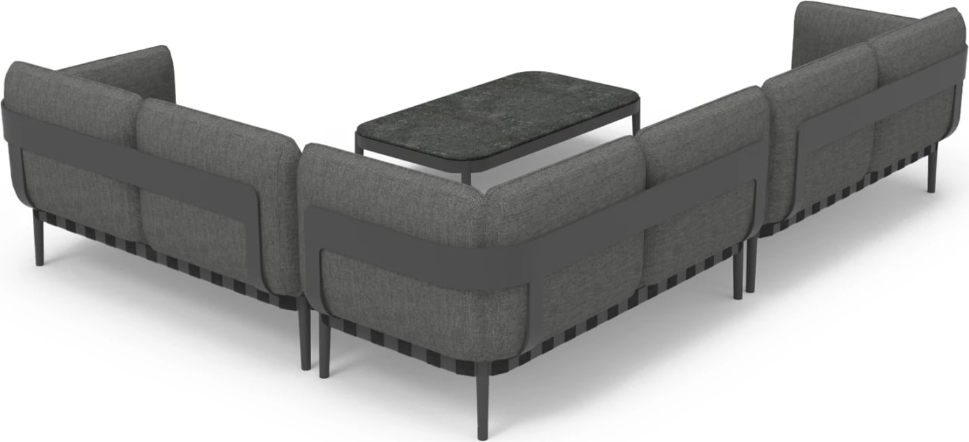 Set lounge për jashtë, 4 pjesë, PEGASUS CD6199.01, alumin, litar, material OLEFIN, ngjyrë gri e errët