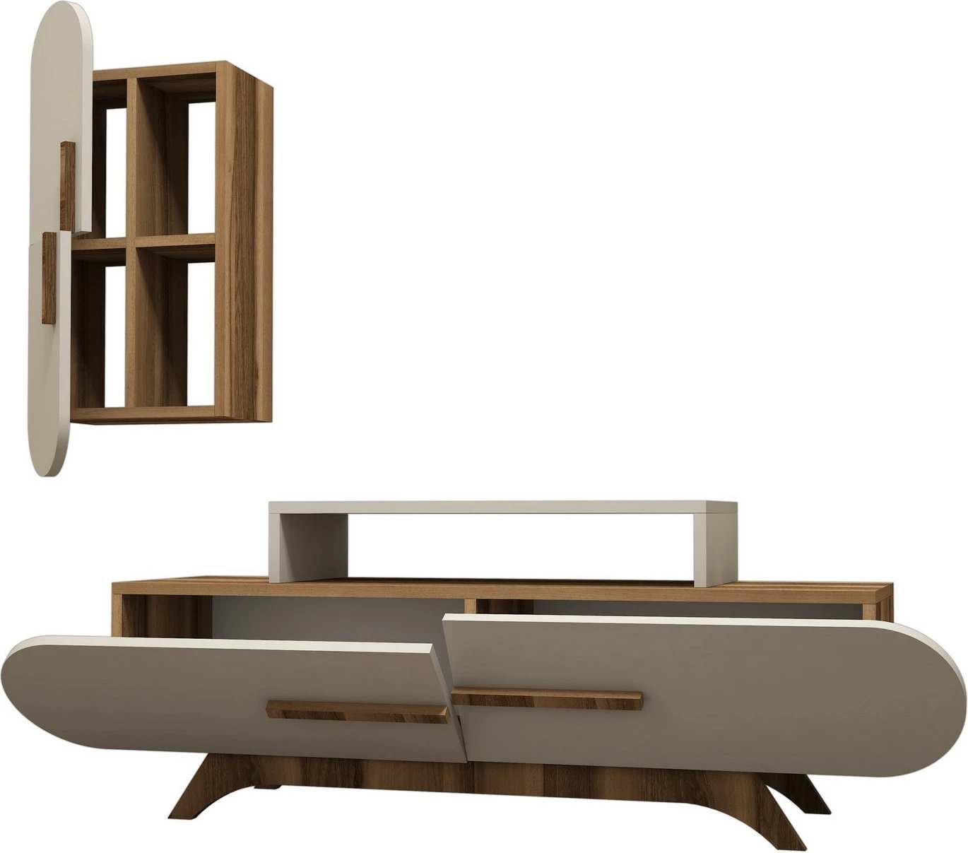 Njësi TV Hanah Home, Rose S, ngjyrë arre dhe krem