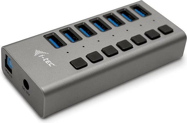 HUB USB 3.0 I-Tec 7 porta, 36W, alumini, gri