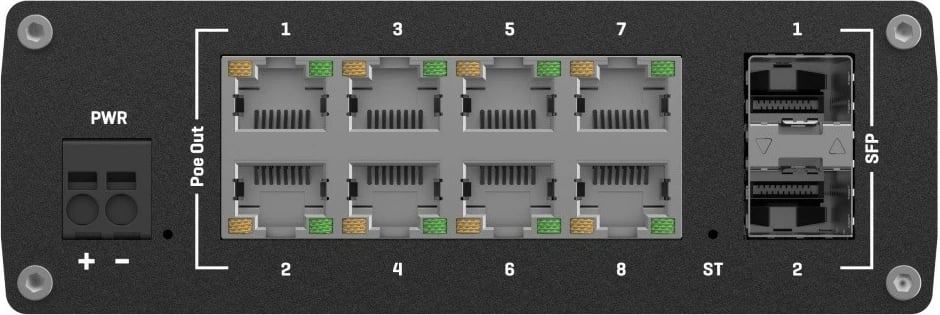 Switch industrial i menaxhuar Teltonika TSW202, 8x Gigabit LAN, 2x SFP, PoE+, i zi