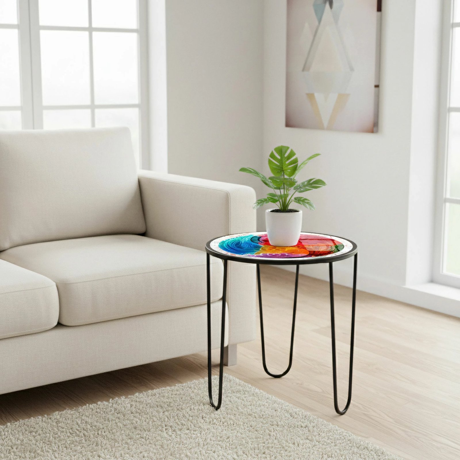 Tavolinë kafeje Skye Decor, model abstrakt mandala, Shb-033-D