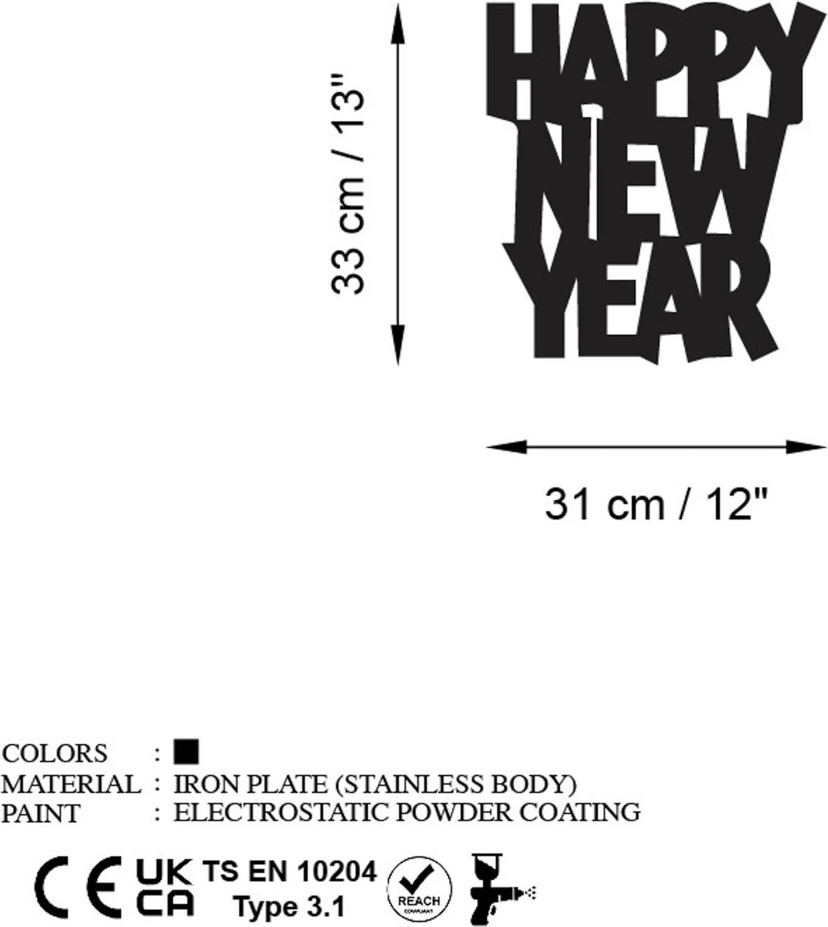 Aksesor dekorativ metalik për mur, Wallity, Vit i Ri 4