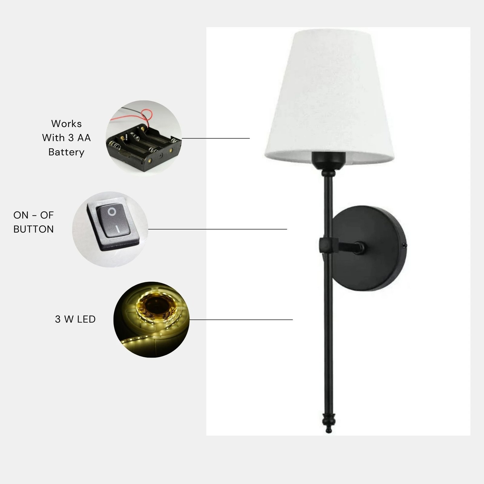 Llambë muri Opviq, Dawin - 8876-2P, e zezë dhe krem, kapak tekstili Llambë muri Opviq, Dawin - 8876-2P, e zezë dhe krem, kapak tekstili