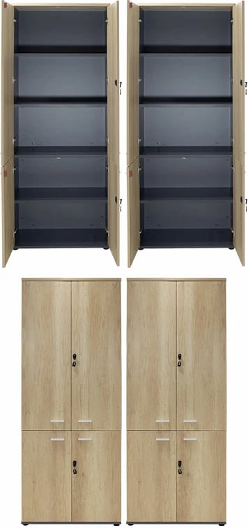 Dollap Lotus me 4 dyer, ngjyrë lisi-gri e errët, 160x40x200cm