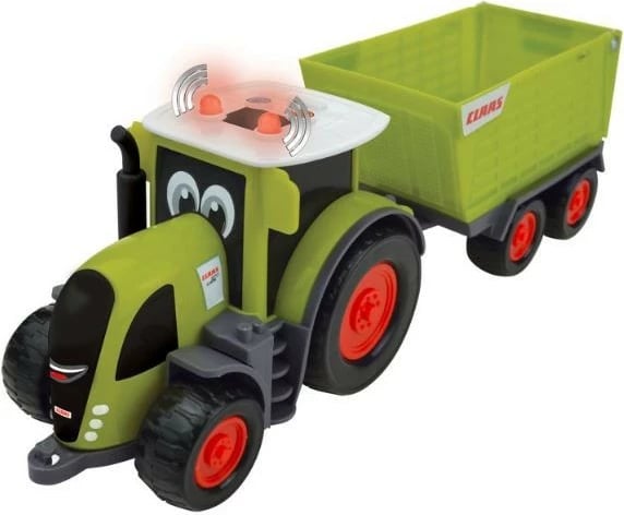 Lodër traktor CLAAS me rimorkio, MALIK 34541, plastikë, me zë dhe drita, gjelbër/zi/kuqe, set