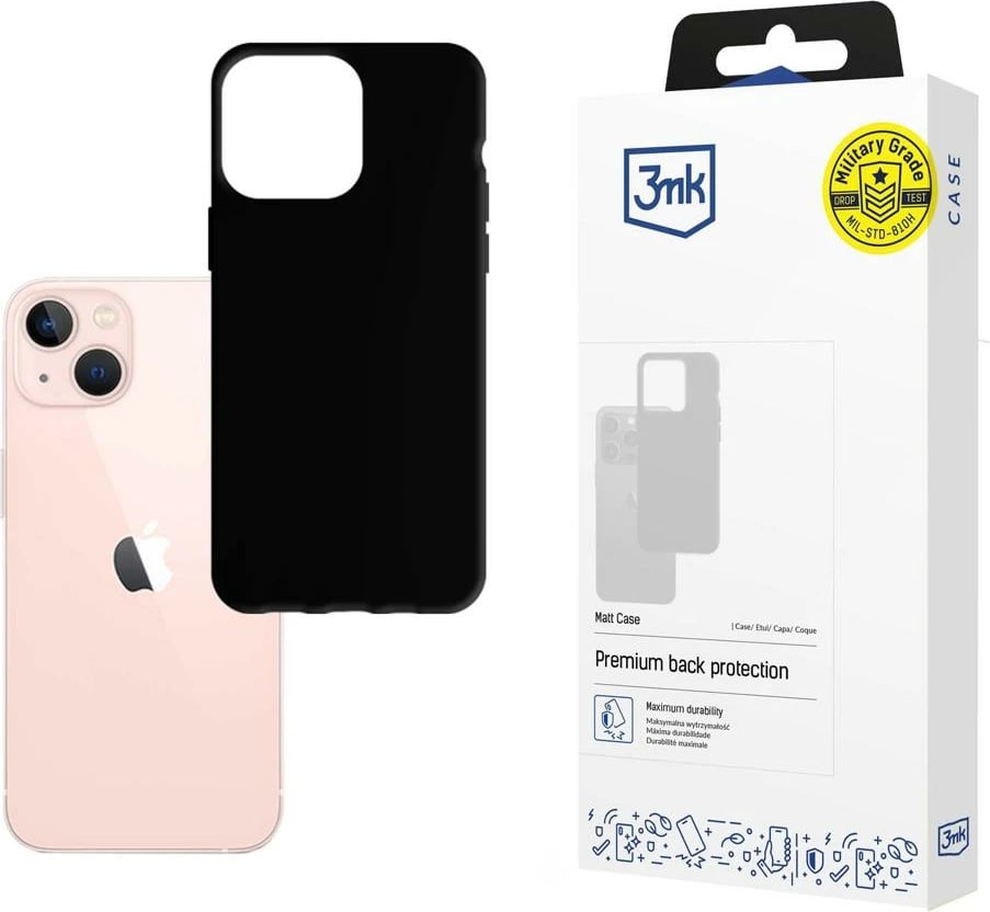 Mbështjellës për iPhone 14 3mk Matt Case, TPU, i zi