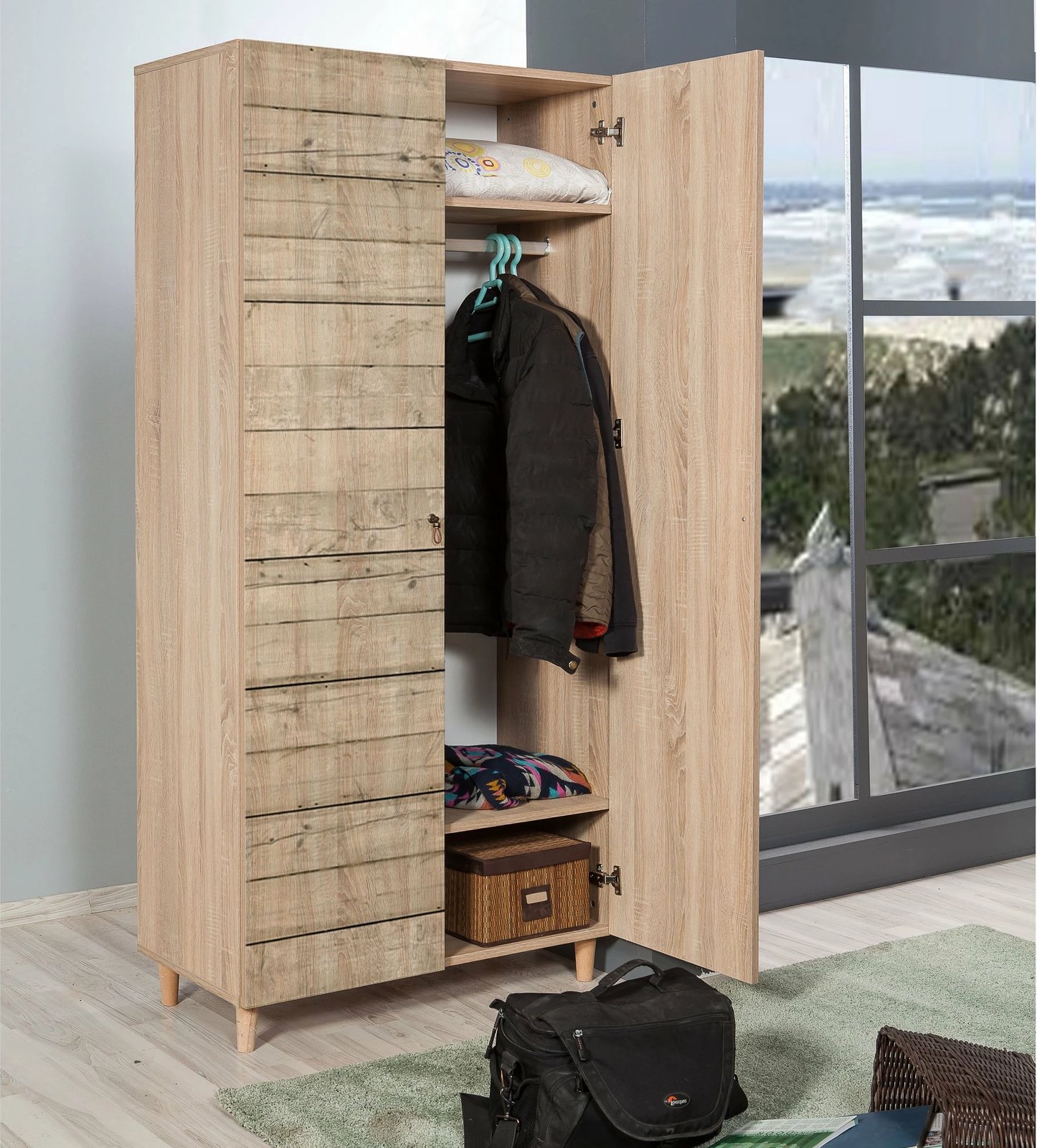 Dollap Hanah Home, Stil - 728, ngjyrë lisi Sonoma