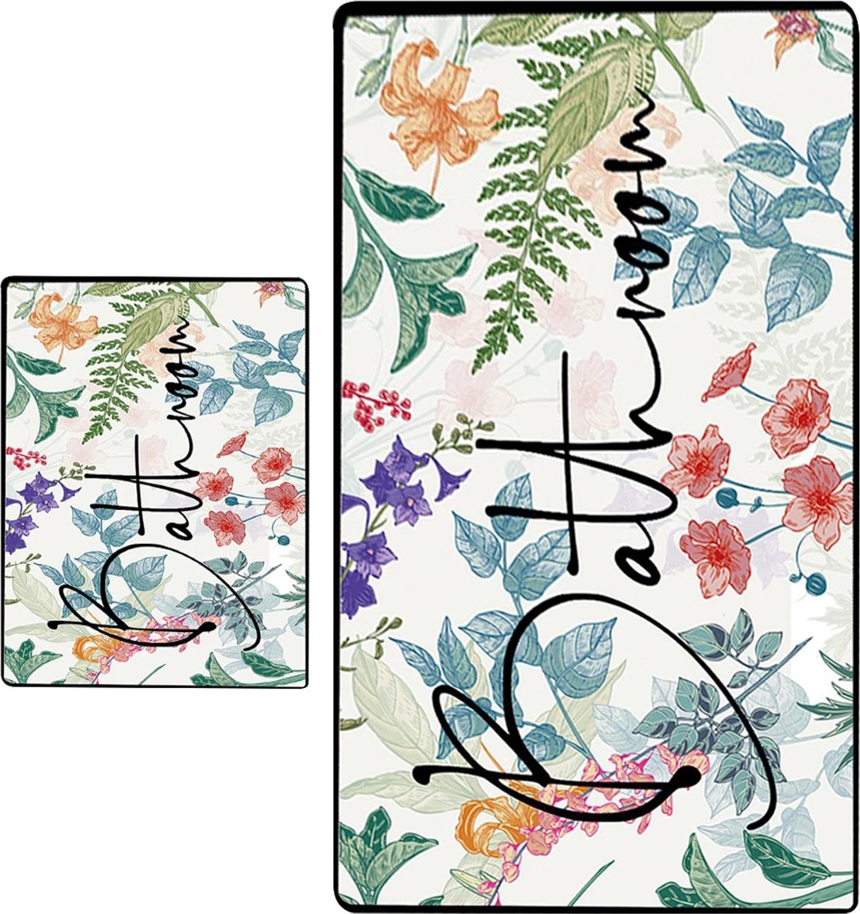 Set tapetash për banjo (2 copë), Mijölnir, ngjyrë e gjelbër me lule