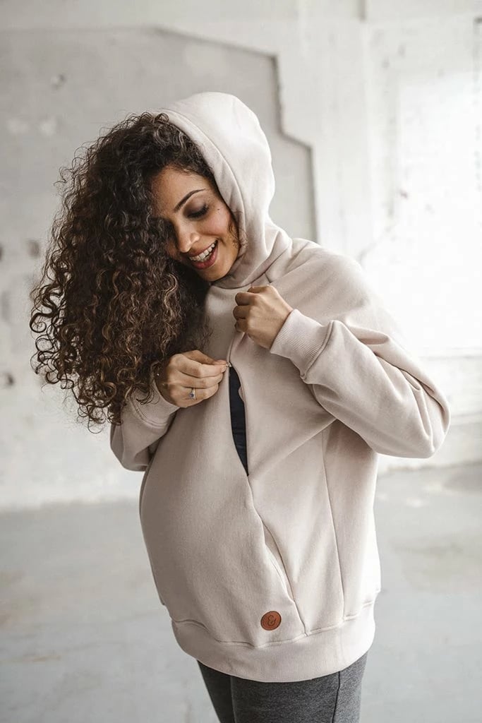 Hanorak shtatzënie dhe gjidhënie, milk & love, Motherhood Oversize, madhësi XL, bezhë