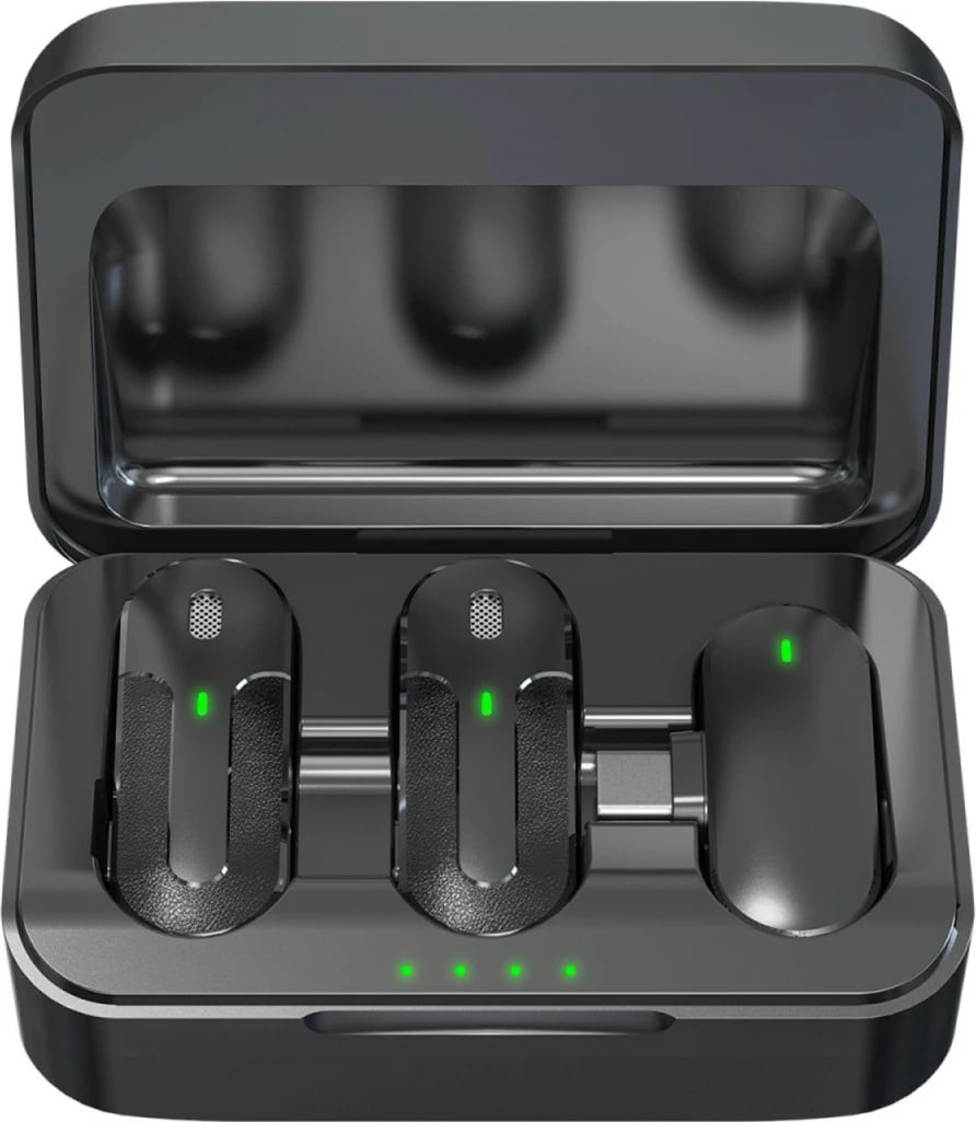 Set mikrofonash wireless Technaxx TX-301, 2 copë, USB-C, i zi