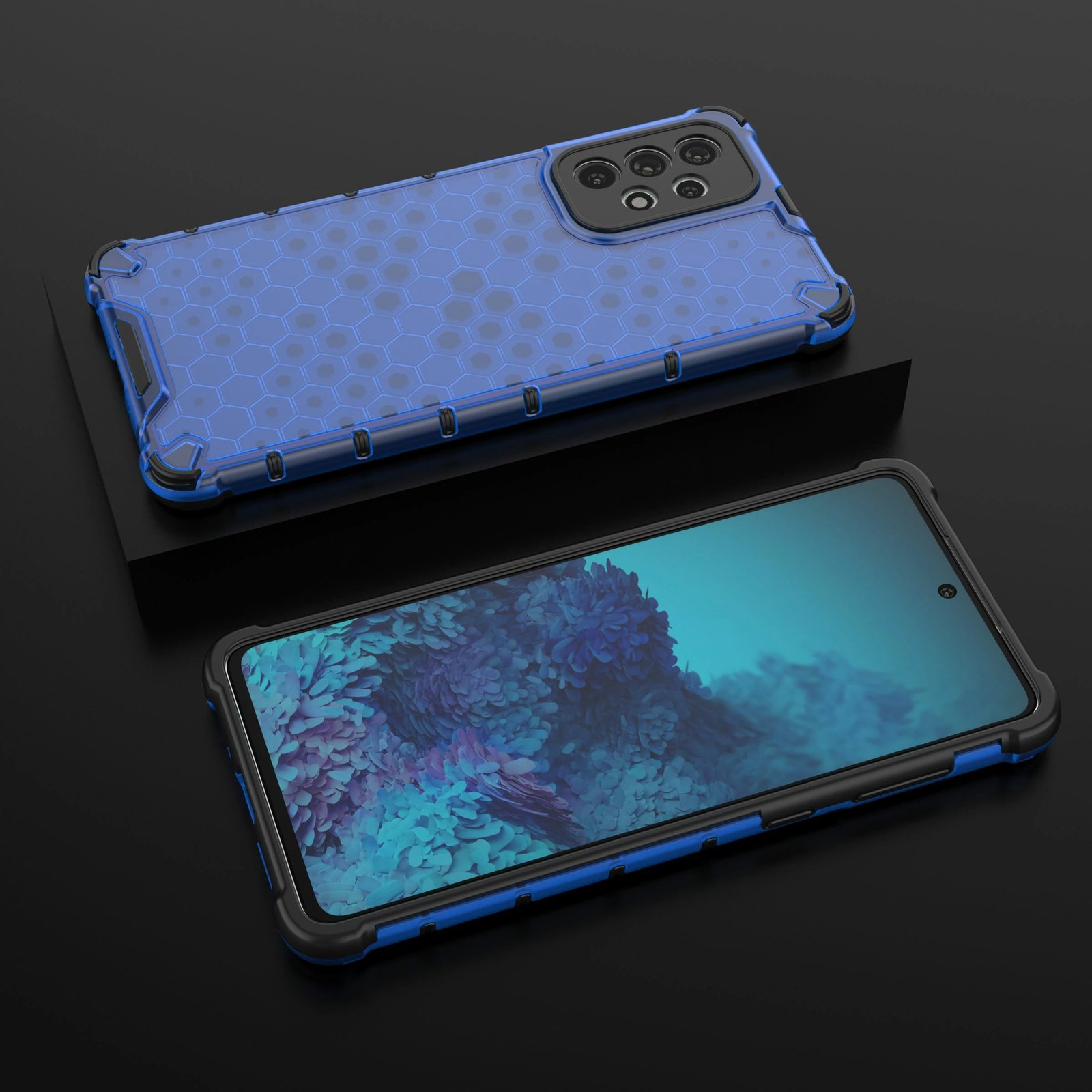 Mbështjellës Hurtel për Samsung Galaxy A73, honeycomb, xhel, Kaltër Mbështjellës Hurtel për Samsung Galaxy A73, honeycomb, xhel, Kaltër
