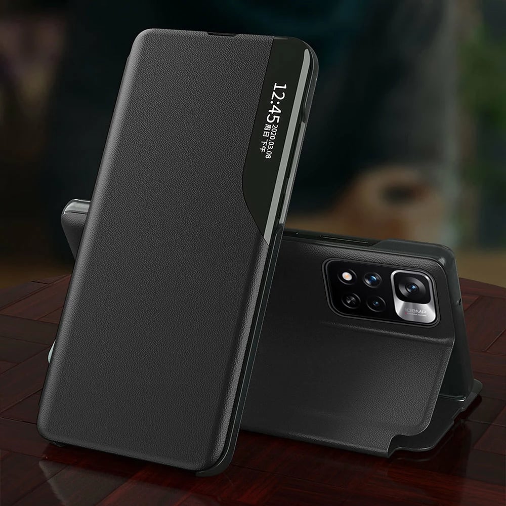 Mbështjellës Hurtel Eco Leather View Case për Xiaomi Redmi Note 11 Pro+ 5G / 11 Pro 5G / Mi 11i HyperCharge / Poco X4 NFC 5G, kaltër